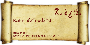 Kahr Árpád névjegykártya